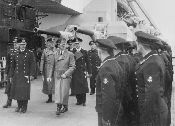 Lutjens and Hitler aboard Bismarck